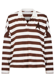 Columbus Stripe Polo Top - Brown