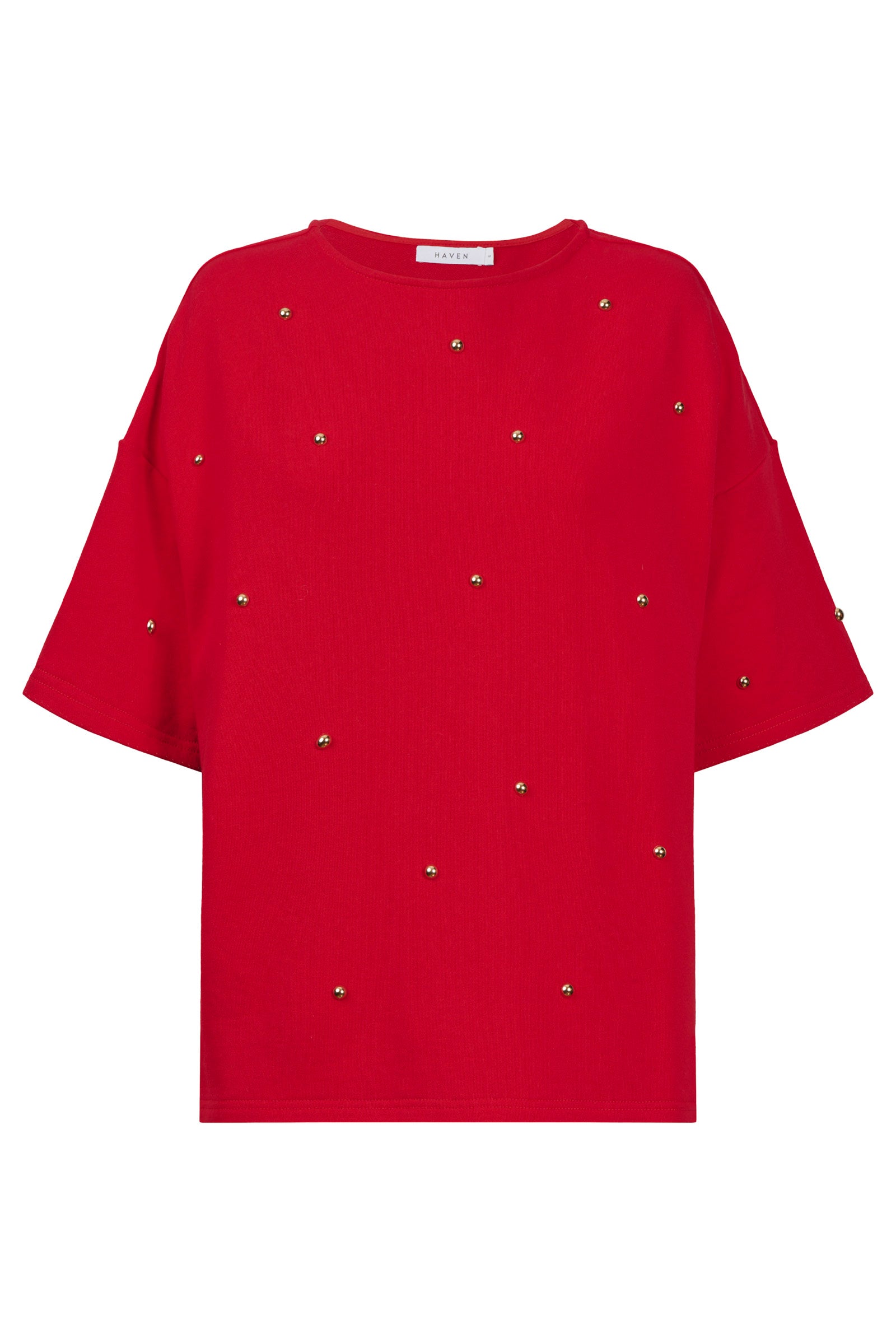 Boston Studded Sweat Tshirt - Red