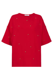 Boston Studded Sweat Tshirt - Red