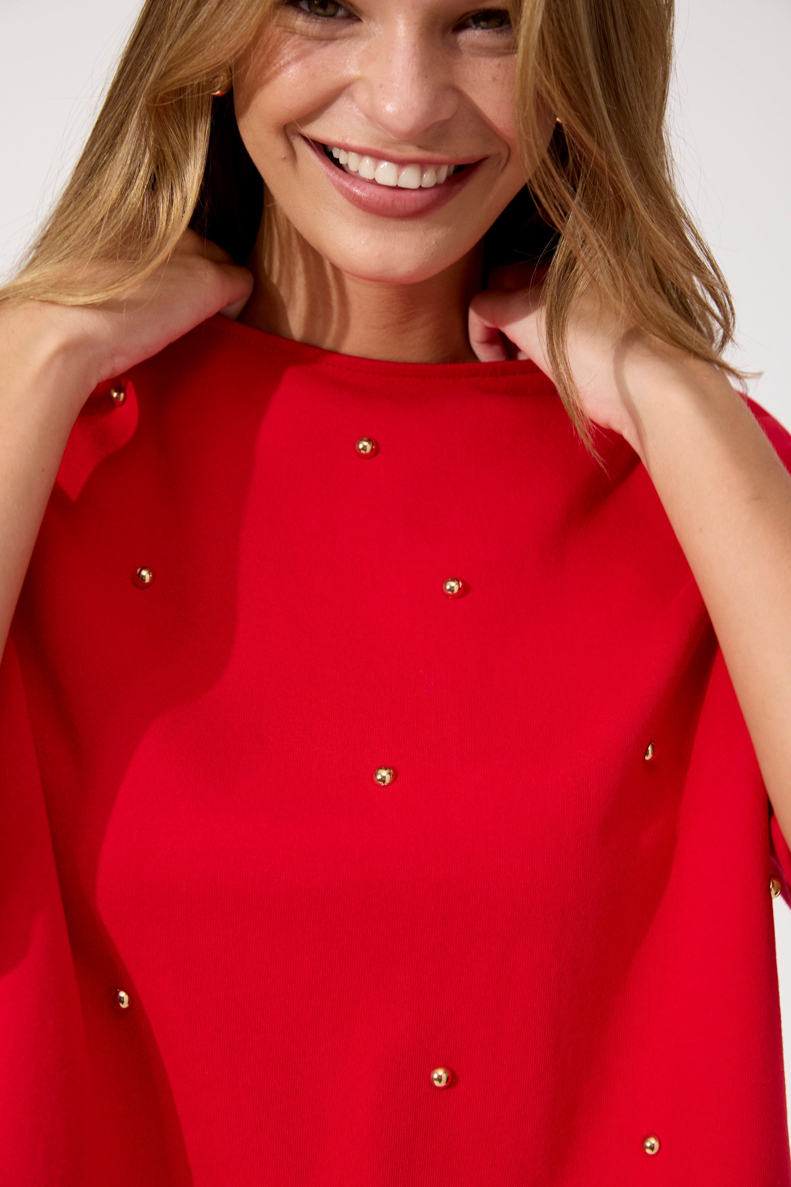 Boston Studded Sweat Tshirt - Red