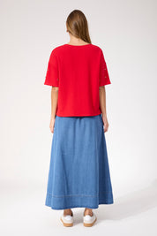 Boston Studded Sweat Tshirt - Red