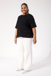 Boston Studded Sweat Tshirt - Black