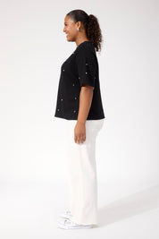 Boston Studded Sweat Tshirt - Black