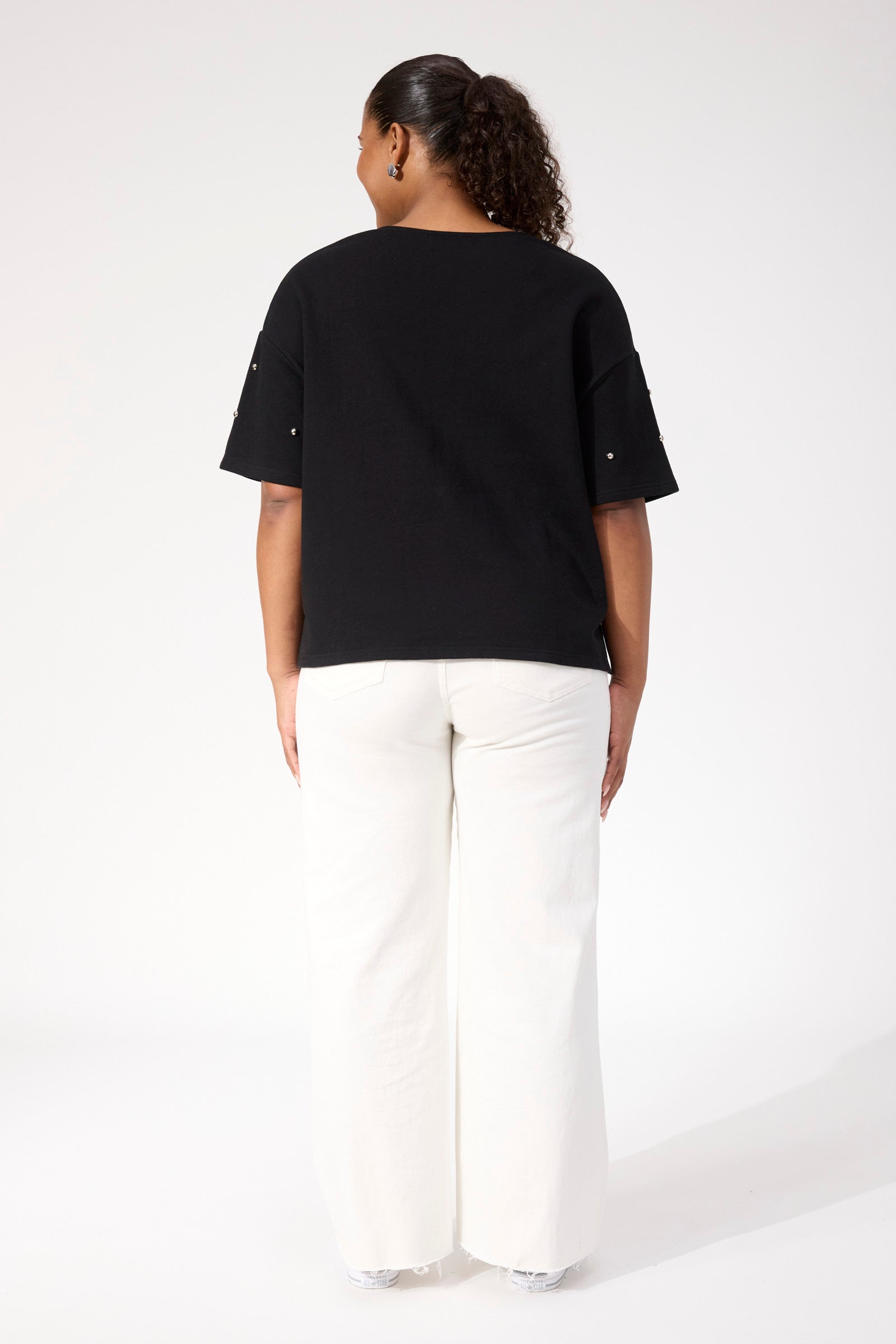 Boston Studded Sweat Tshirt - Black