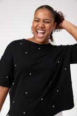 Boston Studded Sweat Tshirt - Black