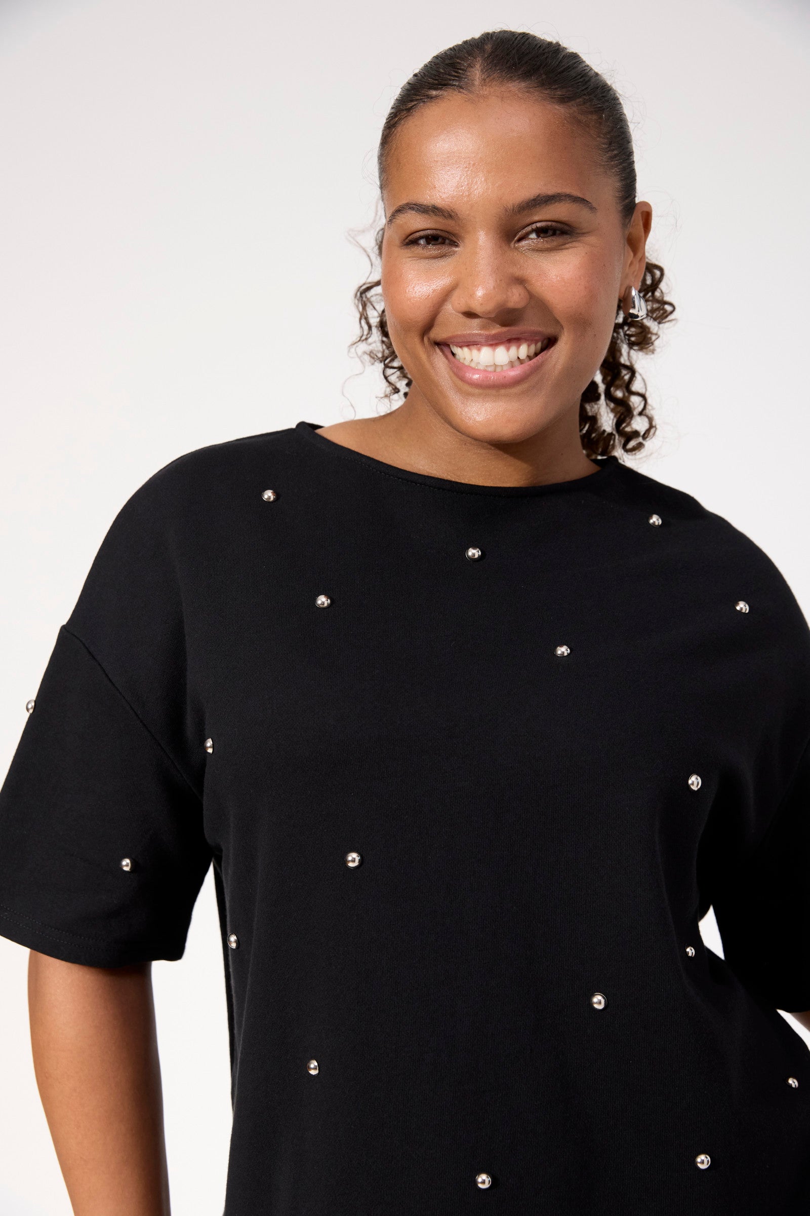 Boston Studded Sweat Tshirt - Black