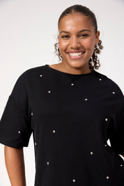 Boston Studded Sweat Tshirt - Black