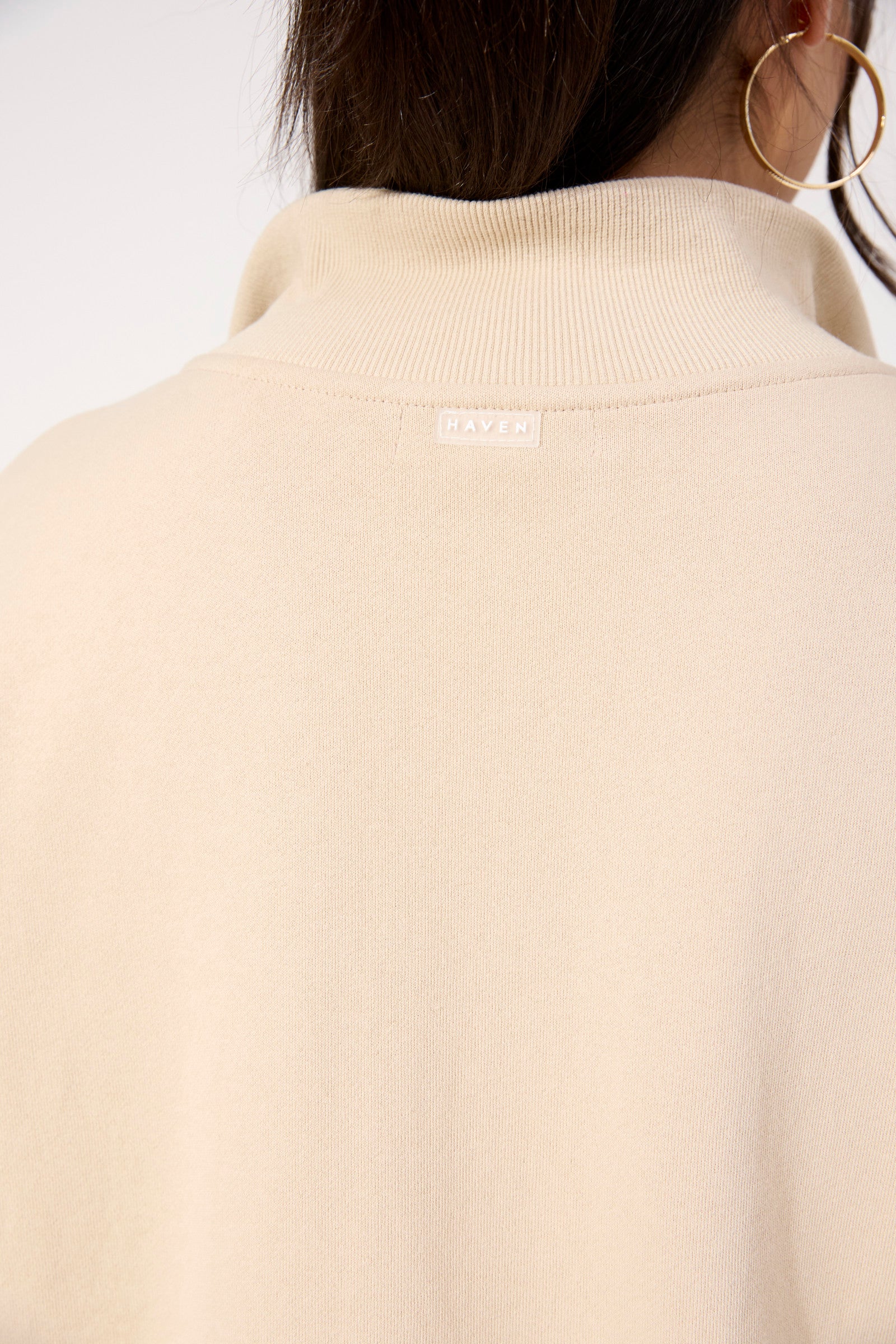 Boston Crop Sweat Top - Latte