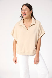 Boston Crop Sweat Top - Latte