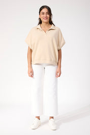 Boston Crop Sweat Top - Latte