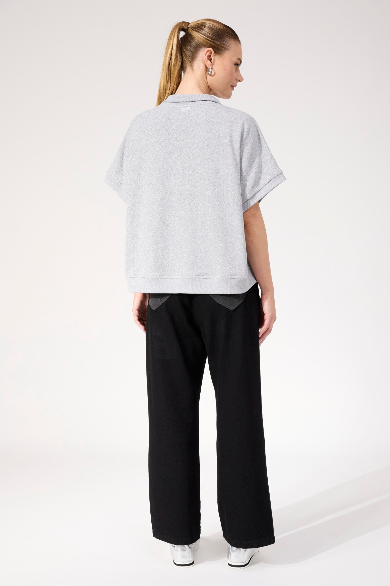 Boston Crop Sweat Top - Grey