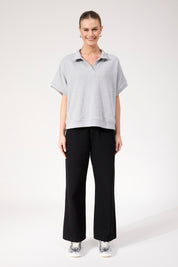 Boston Crop Sweat Top - Grey