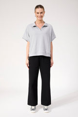 Boston Crop Sweat Top - Grey