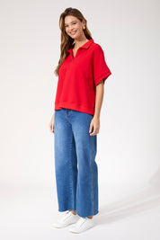 Boston Crop Sweat Top - Red