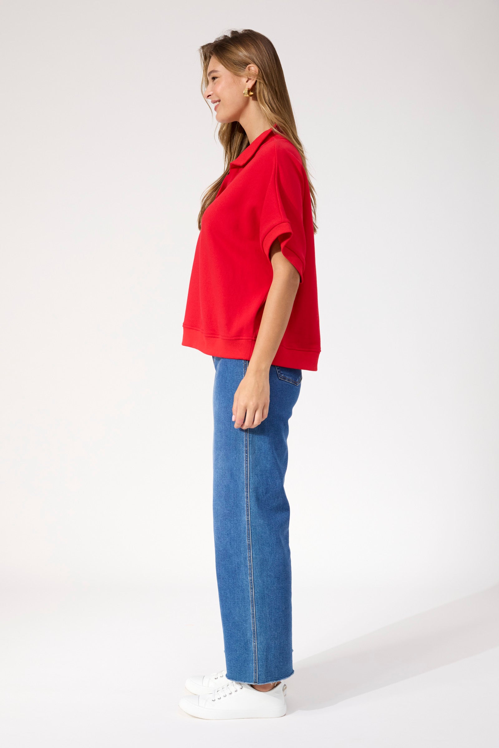 Boston Crop Sweat Top - Red