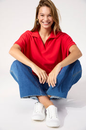 Boston Crop Sweat Top - Red