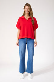 Boston Crop Sweat Top - Red