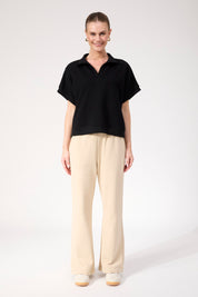 Boston Crop Sweat Top - Black