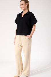 Boston Crop Sweat Top - Black