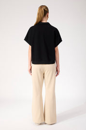 Boston Crop Sweat Top - Black