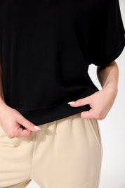 Boston Crop Sweat Top - Black