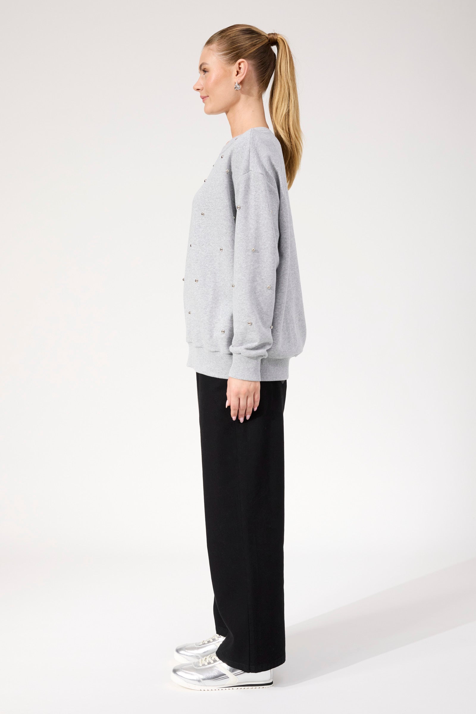 Boston Studded Sweatshirt - Grey