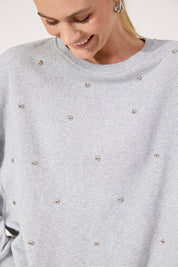 Boston Studded Sweatshirt - Grey