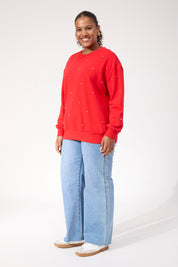 Boston Studded Sweatshirt - Red
