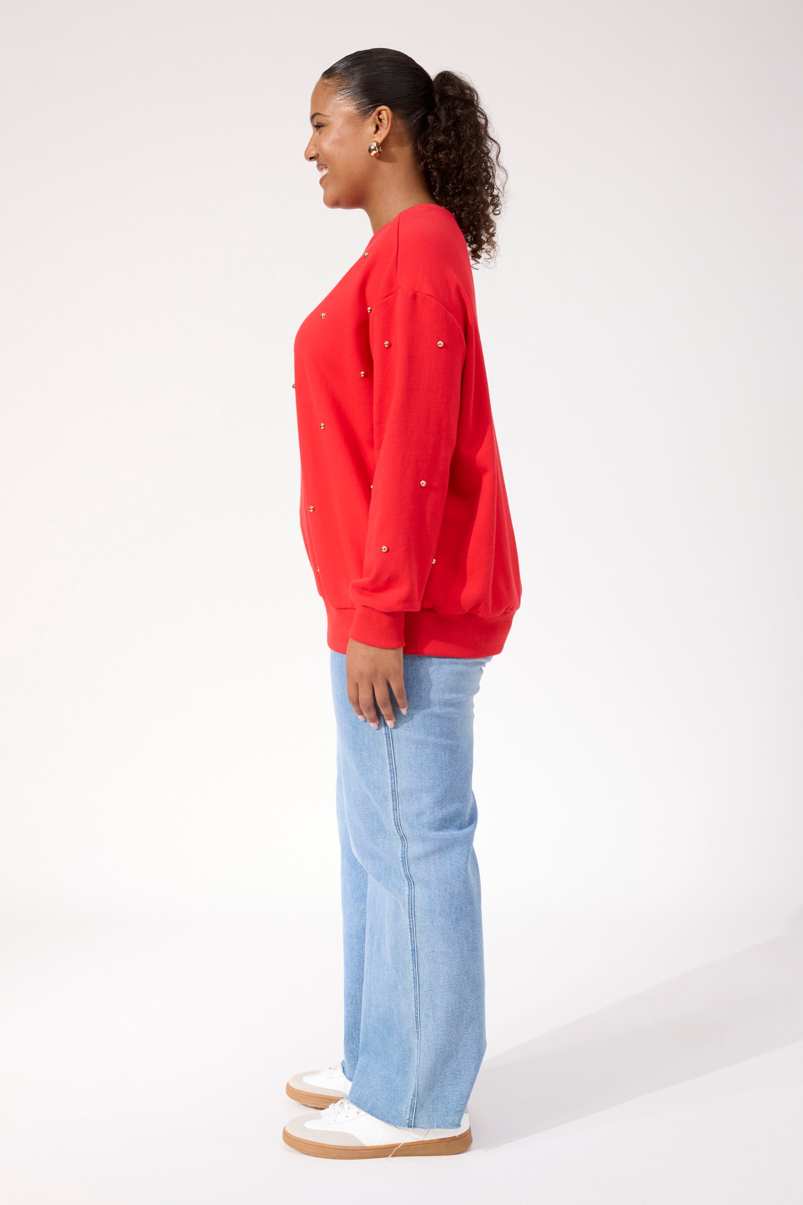 Boston Studded Sweatshirt - Red