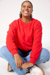 Boston Studded Sweatshirt - Red
