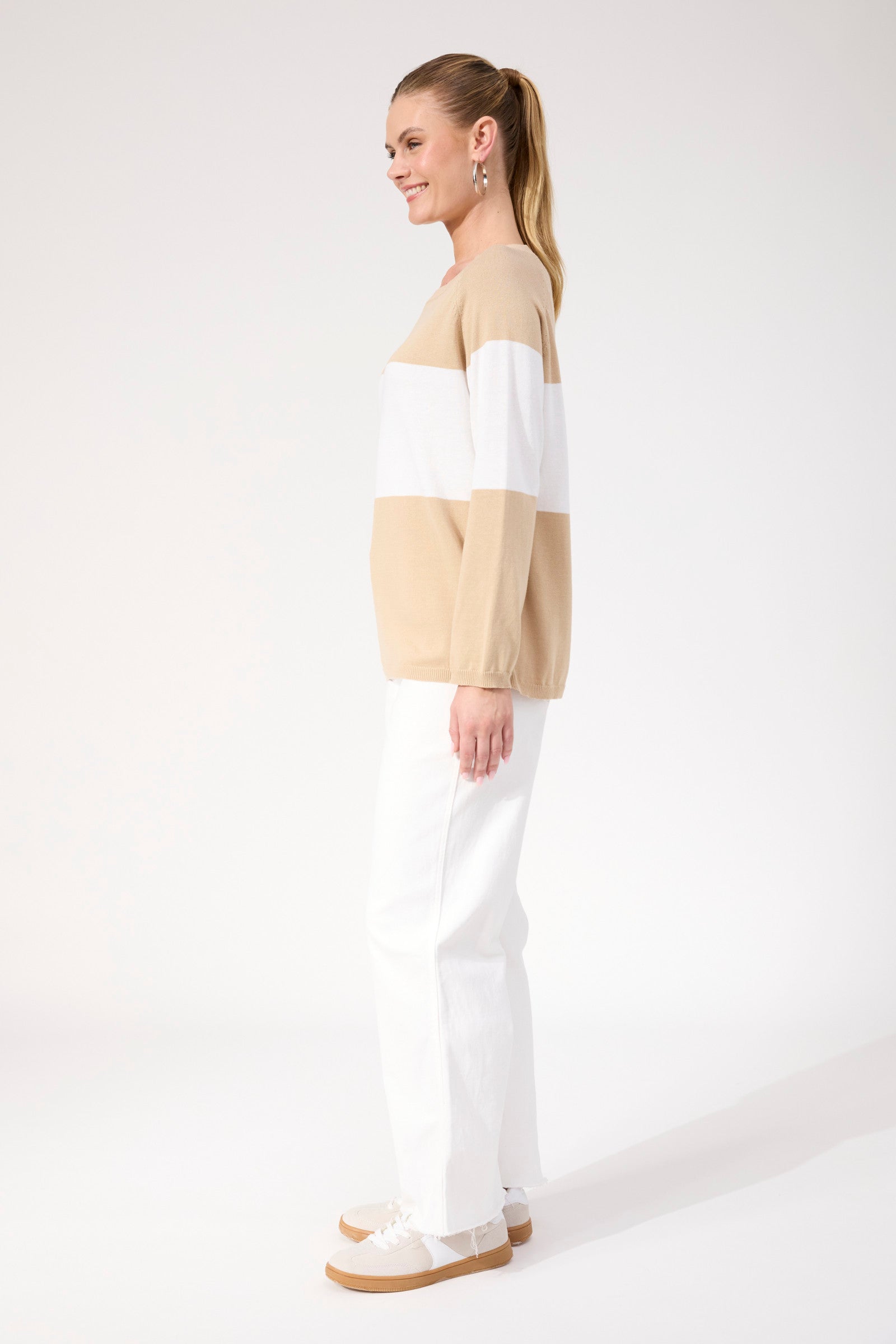 Savoie Stripe Jumper - Latte