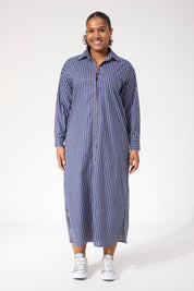 Fairbanks Stripe Shirt Dress - Navy