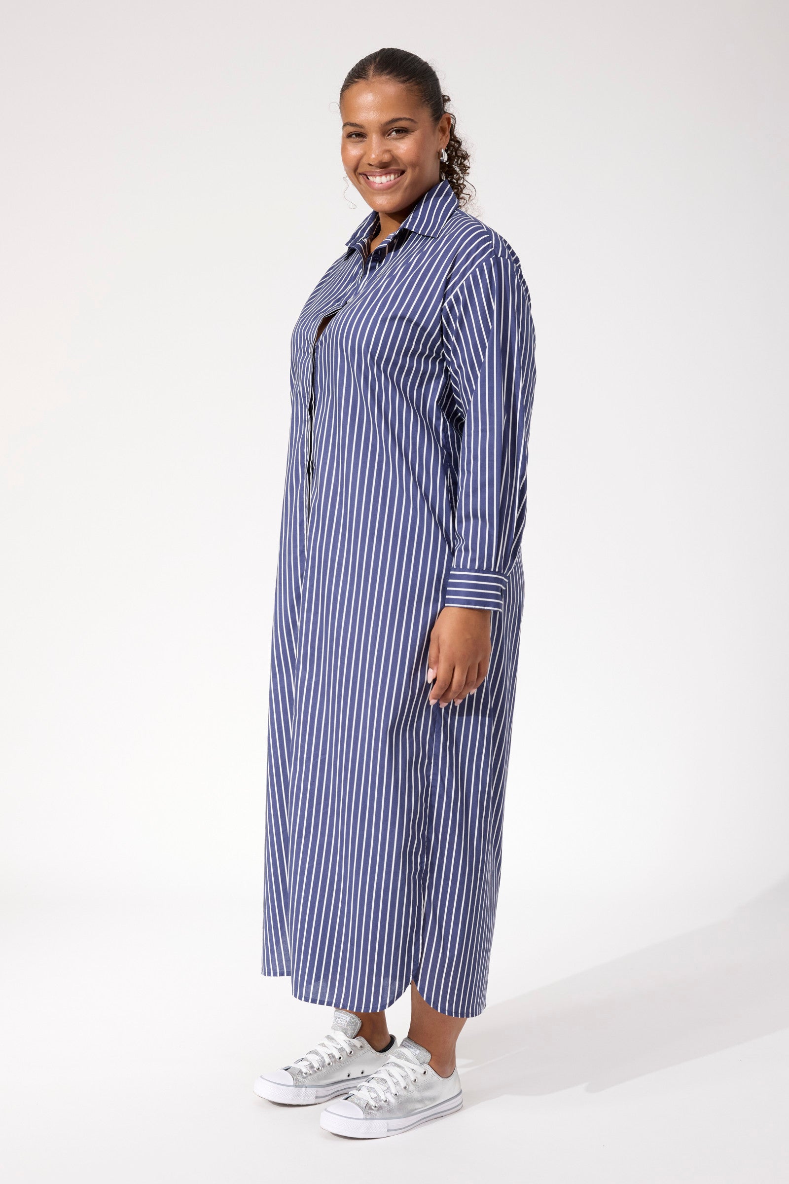 Fairbanks Stripe Shirt Dress - Navy