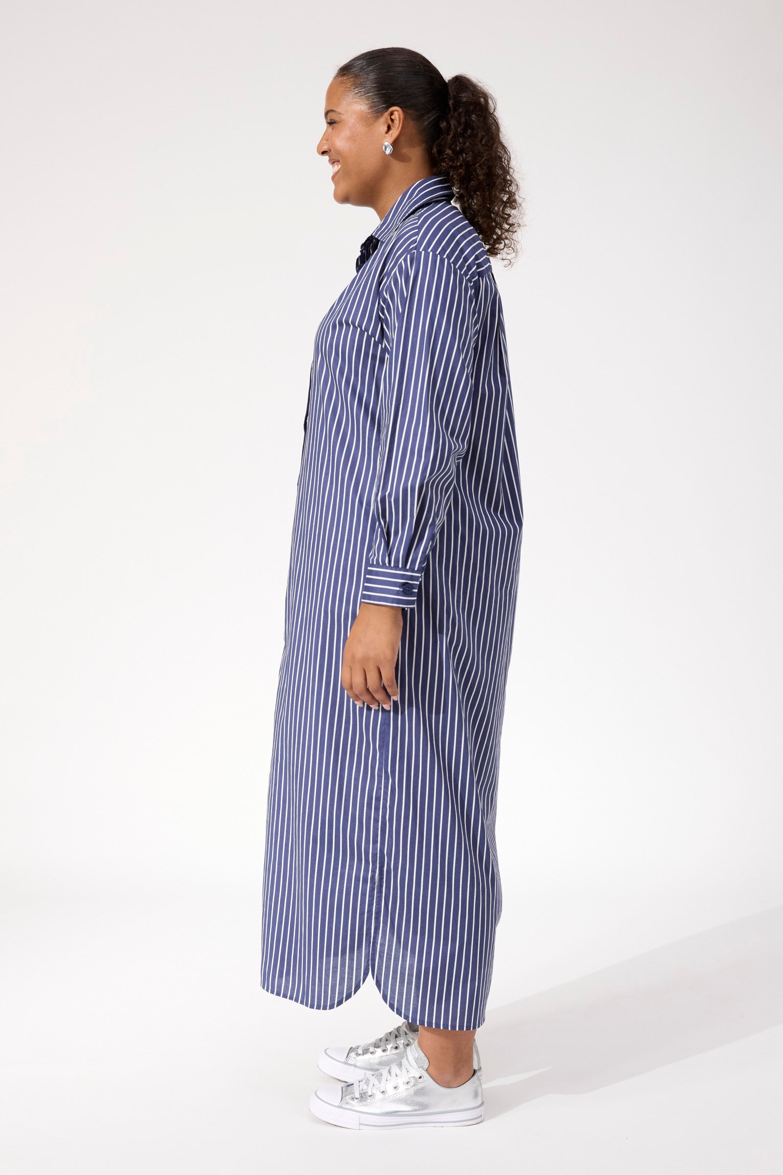 Fairbanks Stripe Shirt Dress - Navy