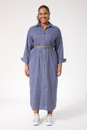 Fairbanks Stripe Shirt Dress - Navy