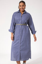 Fairbanks Stripe Shirt Dress - Navy