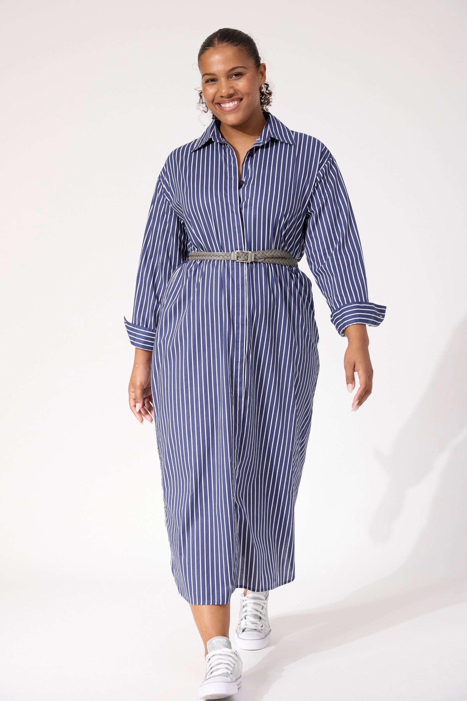 Fairbanks Stripe Shirt Dress - Navy