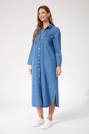 Denver Denim Shirt Dress - Blue