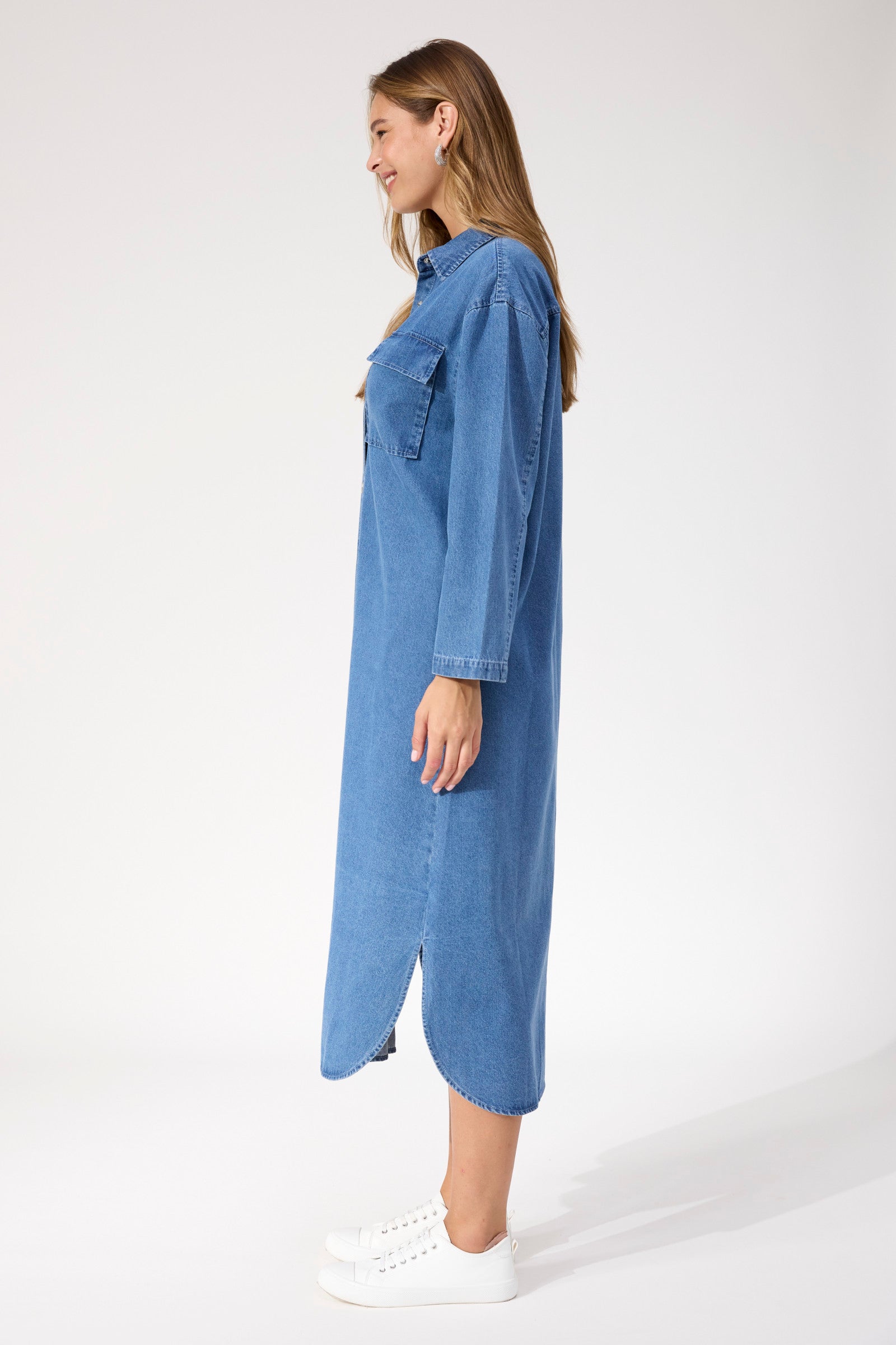 Denver Denim Shirt Dress - Blue