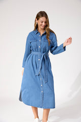 Denver Denim Shirt Dress - Blue