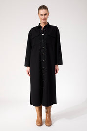 Denver Denim Shirt Dress - Black