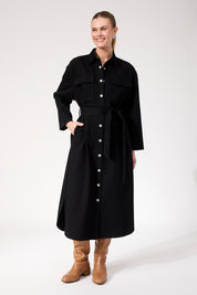Denver Denim Shirt Dress - Black