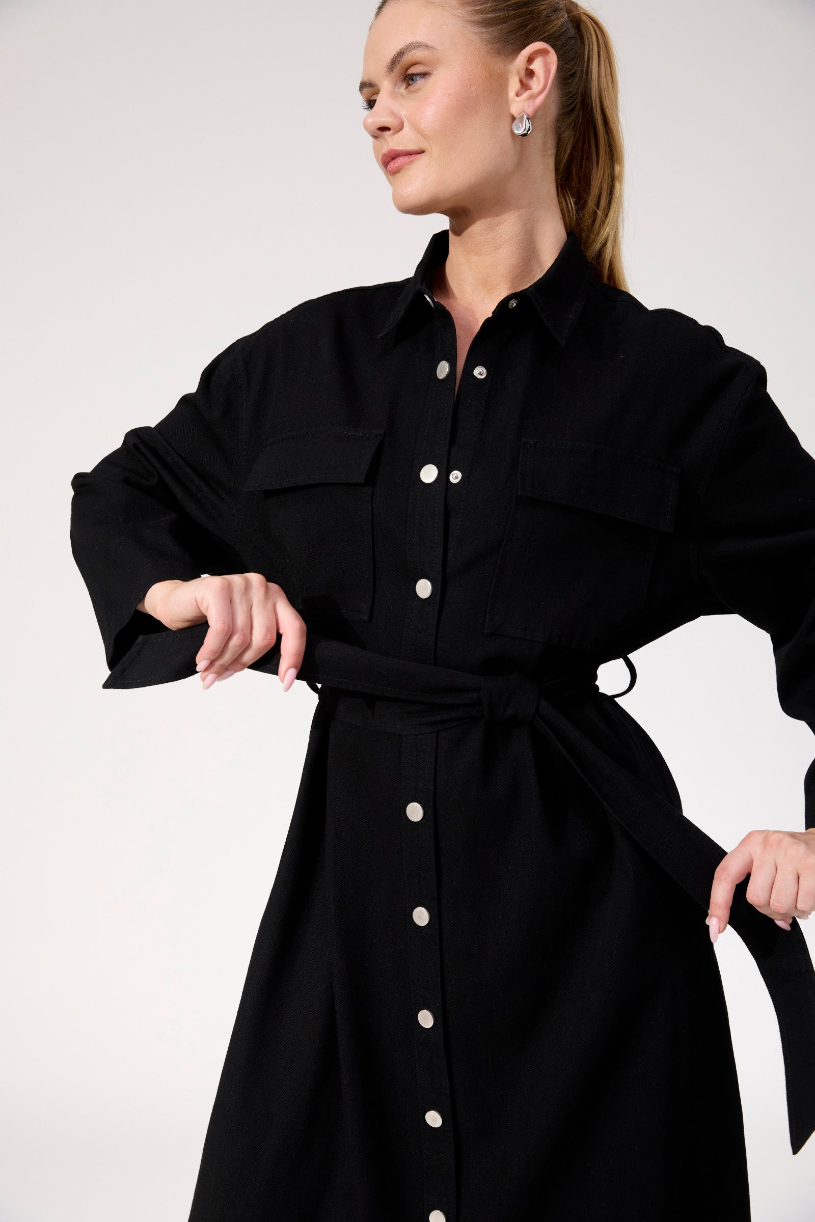 Denver Denim Shirt Dress - Black