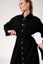 Denver Denim Shirt Dress - Black
