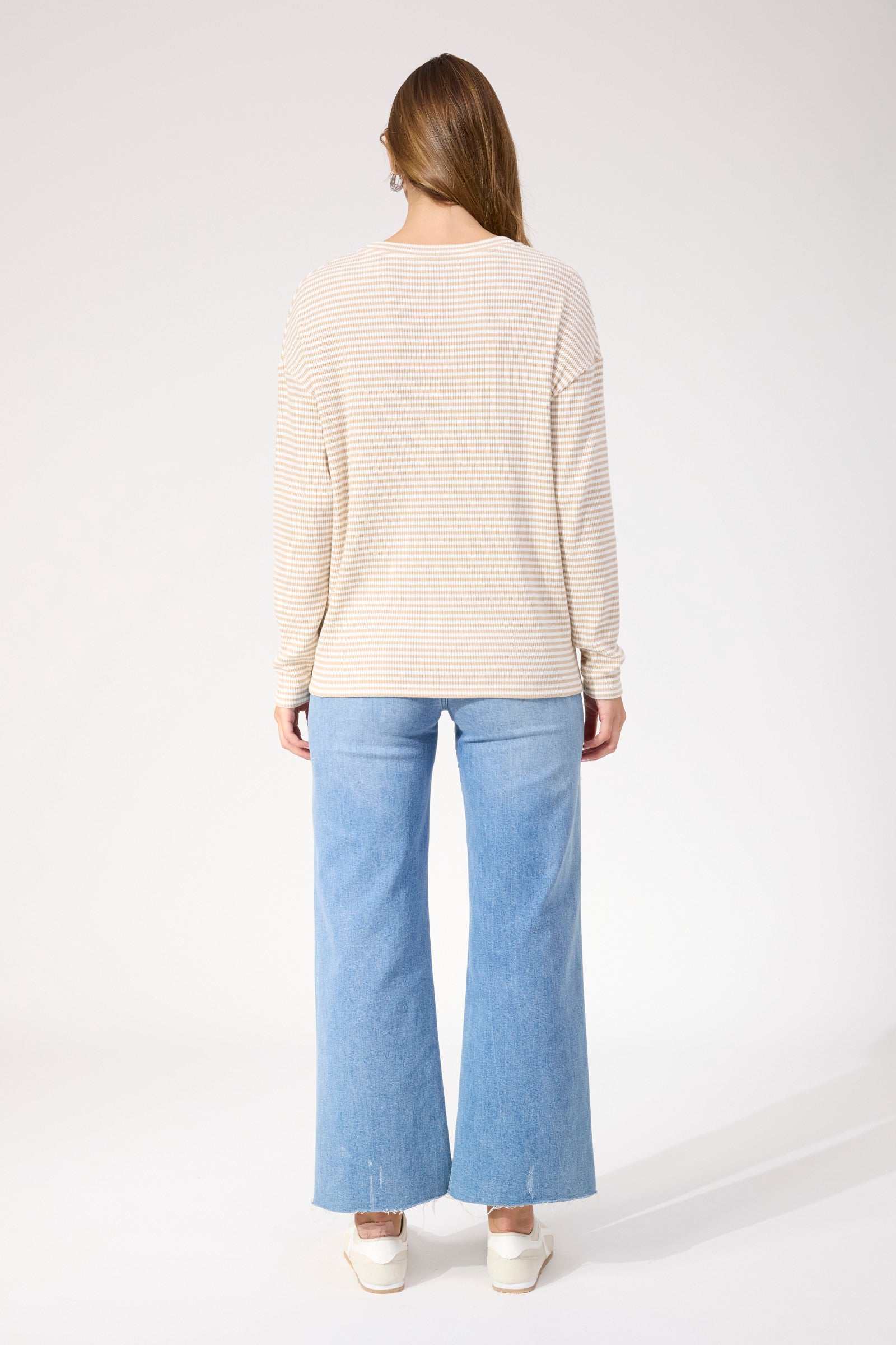 Levi Stripe Long Sleeve Tshirt - Latte
