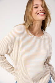 Levi Stripe Long Sleeve Tshirt - Latte
