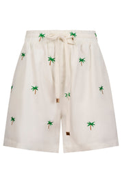 Mauritius Embroidered Denim Short - White