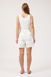Mauritius Embroidered Denim Short - White