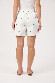 Mauritius Embroidered Denim Short - White