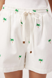 Mauritius Embroidered Denim Short - White